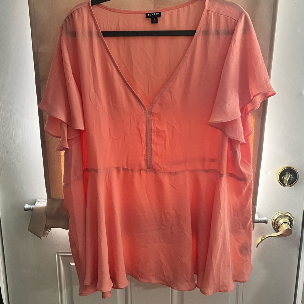 Torrid Women's Pink Flutter Sleeve Top